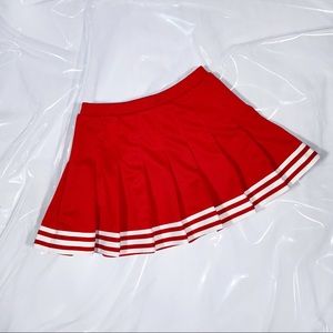 Cheerleading.company red & white pleated cheer skirt